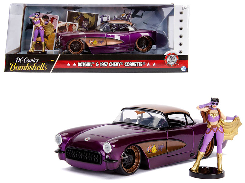Rapid Vehicles 1957 Chevrolet Corvette Purple with Batgirl Diecast Figurine "DC Comics...