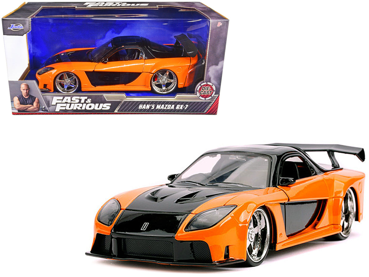Rapid Vehicles Han's Mazda RX-7 RHD (Right Hand Drive) Orange and Black "Fast & Furious" Movie...