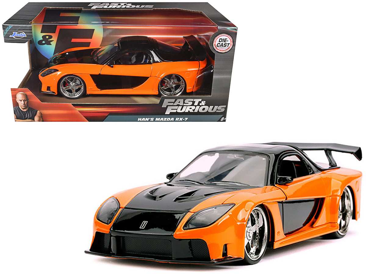 Rapid Vehicles Han's Mazda RX-7 RHD (Right Hand Drive) Orange and Black "Fast & Furious" Movie...