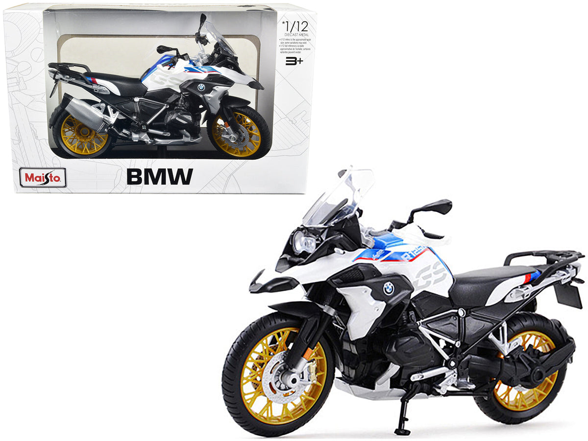 Rapid Vehicles BMW R1250 GS White with Blue and Red Stripes 1/12 Diecast Motorcycle Model by...