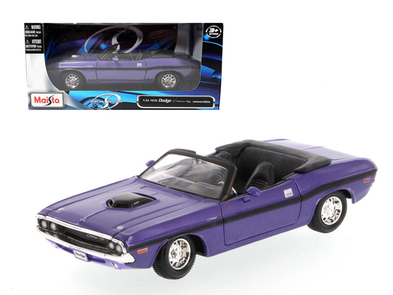 Rapid Vehicles 1970 Dodge Challenger R/T Convertible Purple 1/24 Diecast Model Car by Maisto ...
