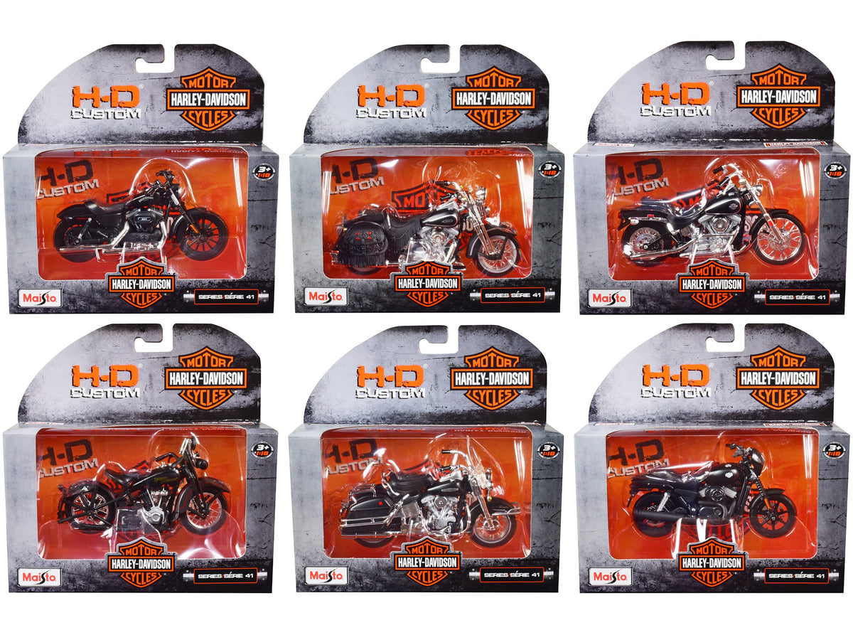 Rapid Vehicles Harley-Davidson Motorcycles 6 piece Set Series 41 1/18 Diecast Models by Maisto ...