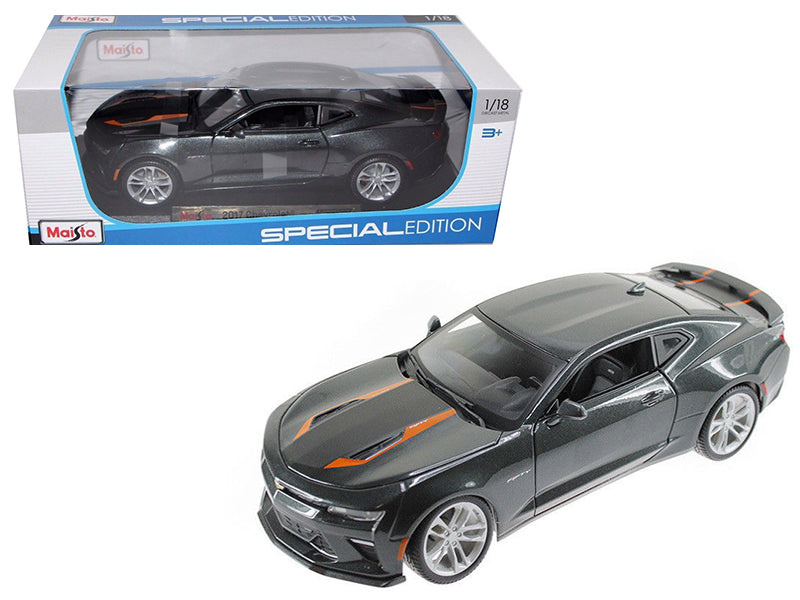 Rapid Vehicles 2017 Chevrolet Camaro SS Gray Metallic with Orange Stripes "50th Anniversary"...