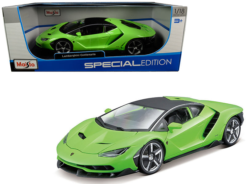 Rapid Vehicles Lamborghini Centenario Lime Green with Matt Black Top 1/18 Diecast Model Car by...