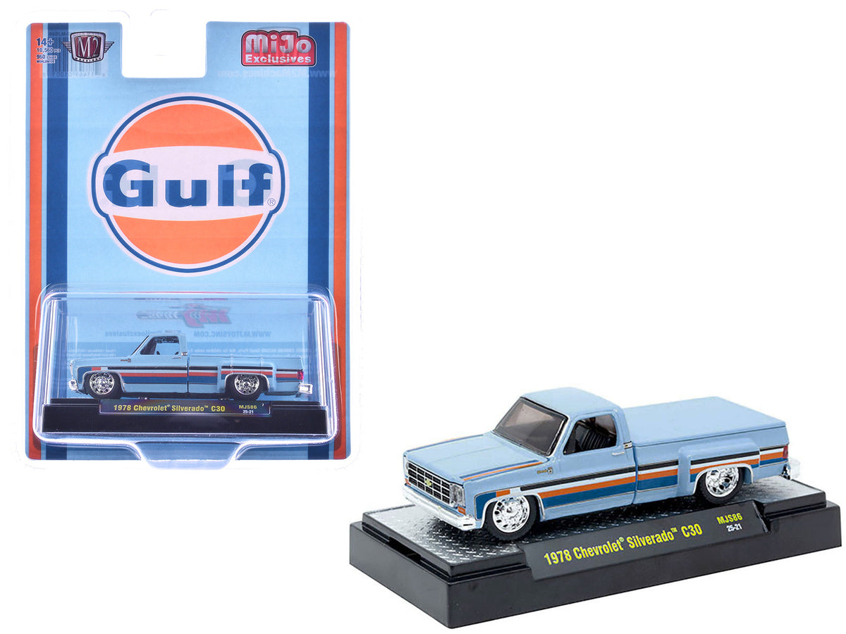 Rapid Vehicles 1978 Chevrolet Silverado 30 Pickup Truck "Gulf Oil" Light Blue with Stripes...