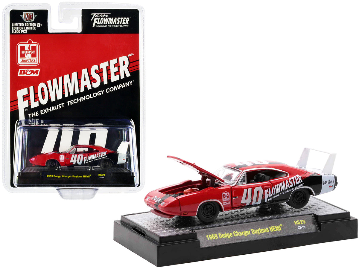 Rapid Vehicles 1969 Dodge Charger Daytona HEMI #40 Red with Graphics "Flowmaster" Limited Edition...