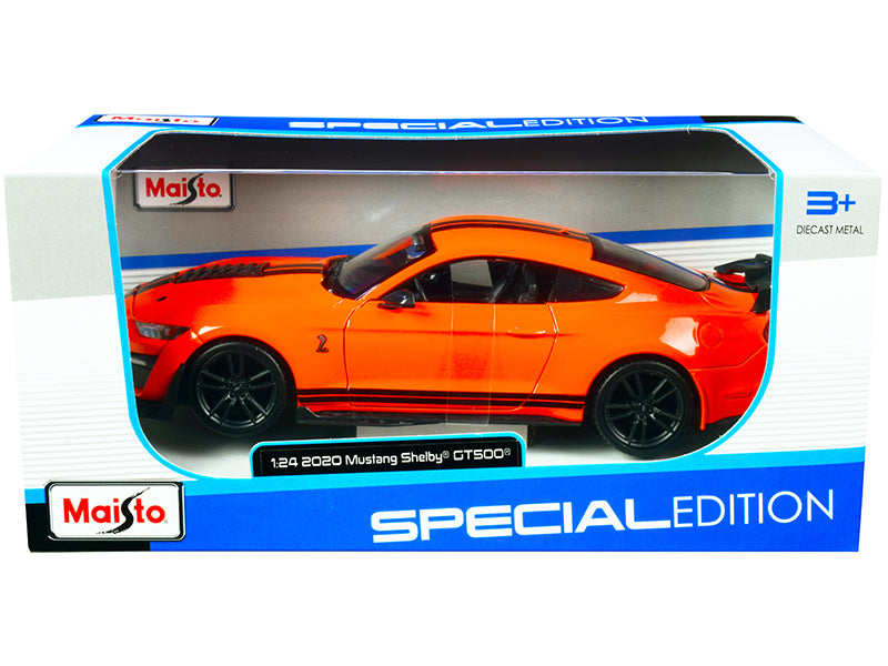 Rapid Vehicles 2020 Ford Mustang Shelby GT500 Bright Orange with Black Stripes 1/24 Diecast Model...