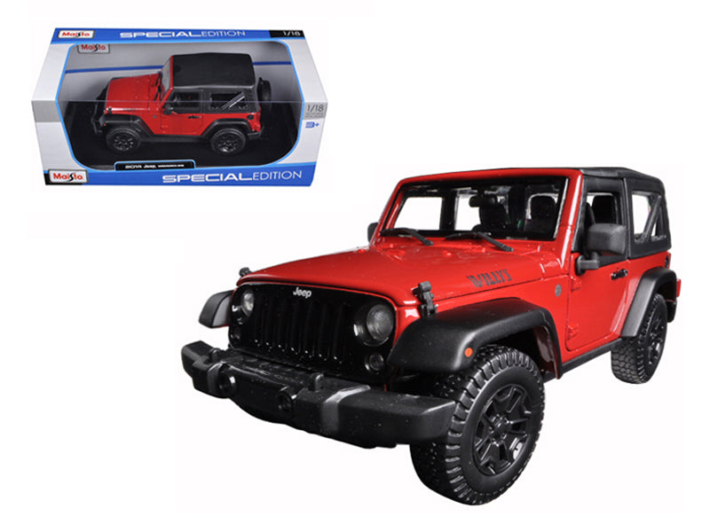 Rapid Vehicles 2014 Jeep Wrangler Willys Red 1/18 Diecast Model Car by Maisto  free shipping USA...