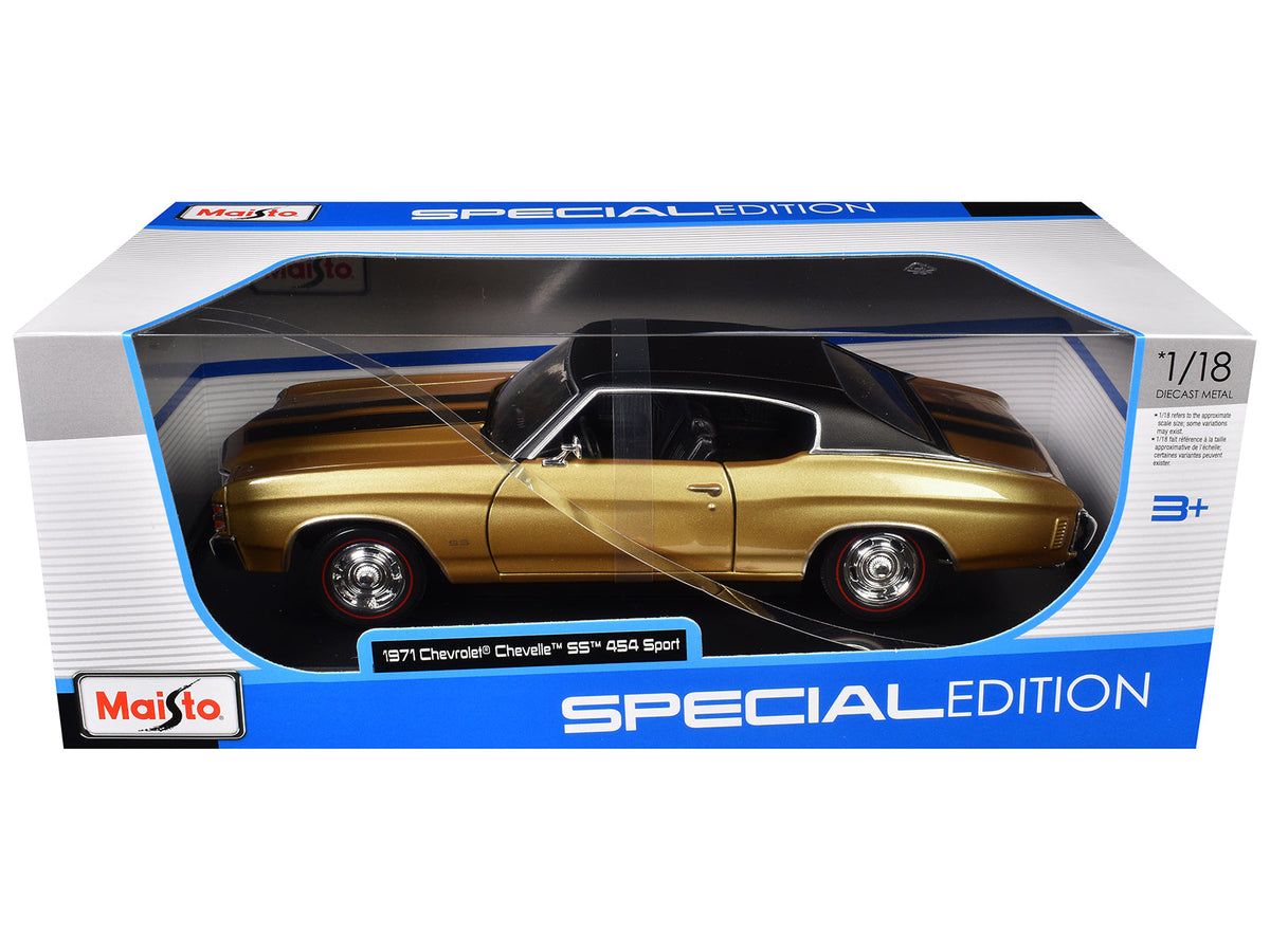 Rapid Vehicles 1971 Chevrolet Chevelle SS 454 Sport Gold Metallic with Black Top and Black...