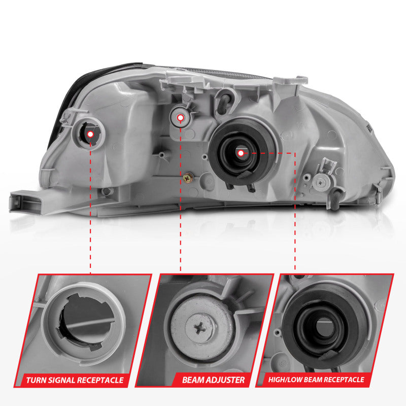 Anzo 1999-2000 Honda Civic Crystal Headlights Black