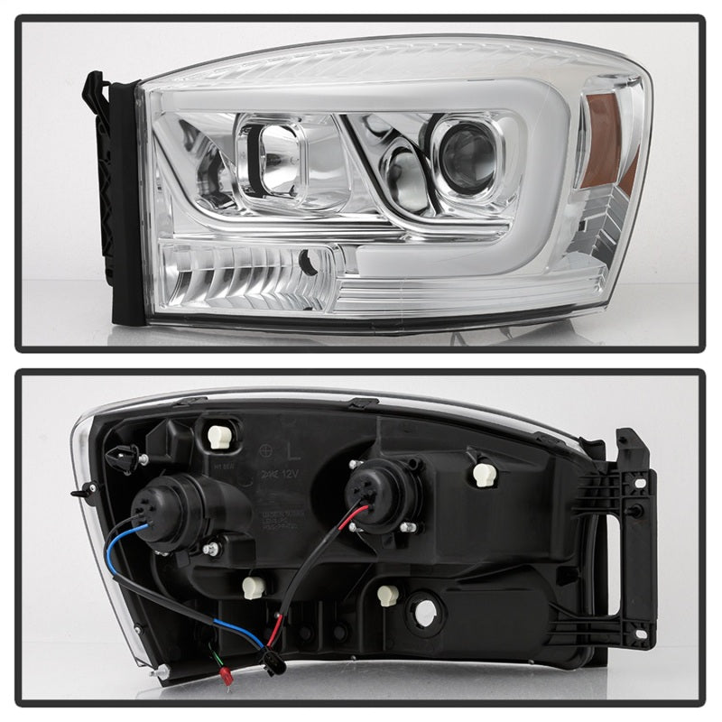 Spyder Dodge Ram 1500 06-08 V2 Projector Headlights - Light Bar DRL - Chrome (PRO-YD-DR06V2-LB-C) 5085290