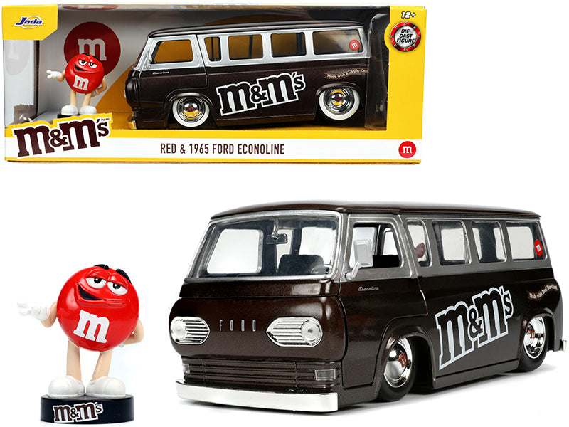Rapid Vehicles 1965 Ford Econoline Bus Brown Metallic and Silver with Red M&M's Diecast Figurine...