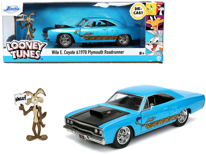 Rapid Vehicles 1970 Plymouth 440-6BBL RoadRunner Light Blue Metallic with Black Hood and Wile E....