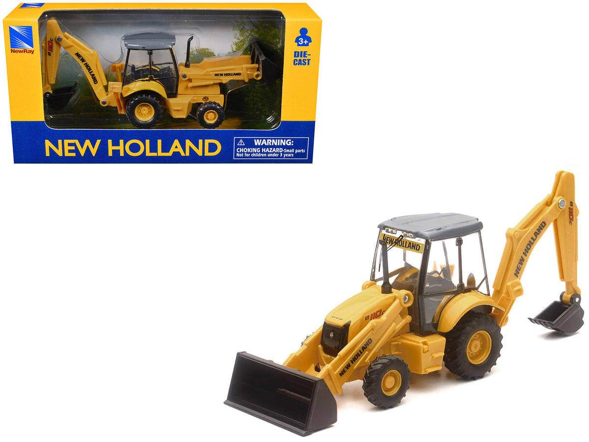 Rapid Vehicles New Holland B110C Backhoe Loader Yellow Diecast Model by New Ray  free shipping USA