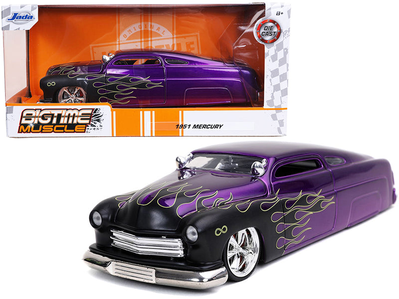 Rapid Vehicles 1951 Mercury Purple with Black Flames "Bigtime Muscle" 1/24 Diecast Model Car by...