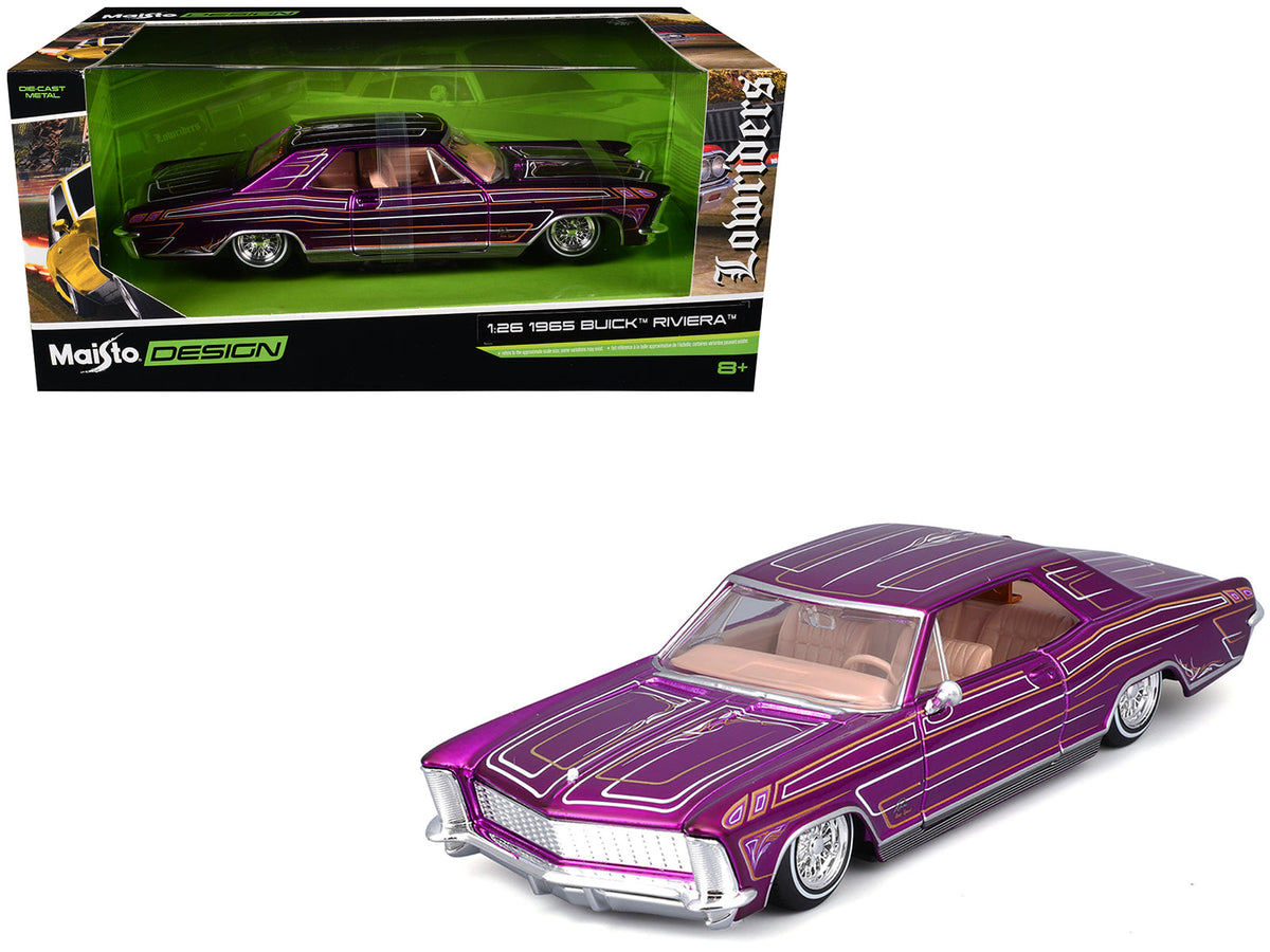 Rapid Vehicles 1965 Buick Riviera Lowrider Purple Metallic with Graphics "Lowriders" Series 1/26...