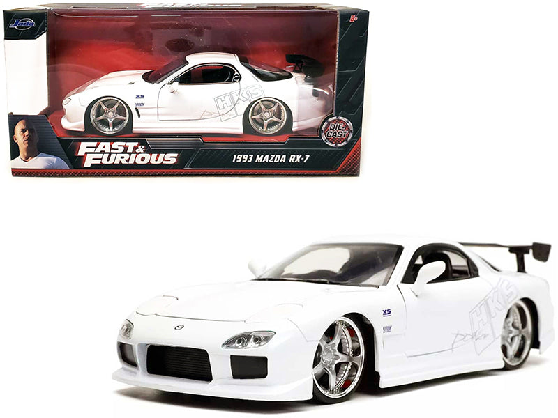 Rapid Vehicles 1993 Mazda RX-7 "HKS" White "Fast & Furious" Movie 1/24 Diecast Model Car by Jada ...