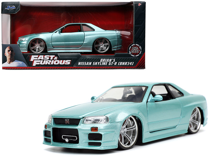 Rapid Vehicles Brian's Nissan Skyline GT-R (BNR34) RHD (Right Hand Drive) Turquoise Metallic...
