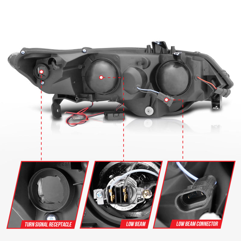 Anzo 2006-2011 Honda Civic Projector Headlights w/ Halo Black (CCFL)