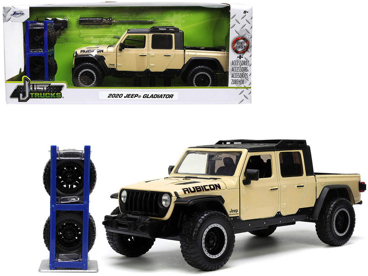 Rapid Vehicles 2020 Jeep Gladiator Rubicon Pickup Truck Cream with Roof Rack with Extra Wheels...