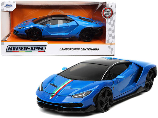 Rapid Vehicles Lamborghini Centenario Blue with Black Top with Stripes "Hyper-Spec" Series 1/24...