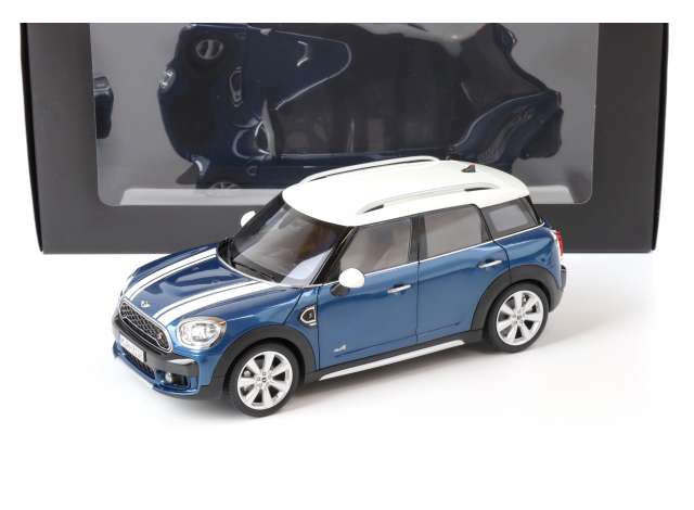 Kyosho Mini Cooper 4 Door F60 Island Blue w/ White Stripes 1:18