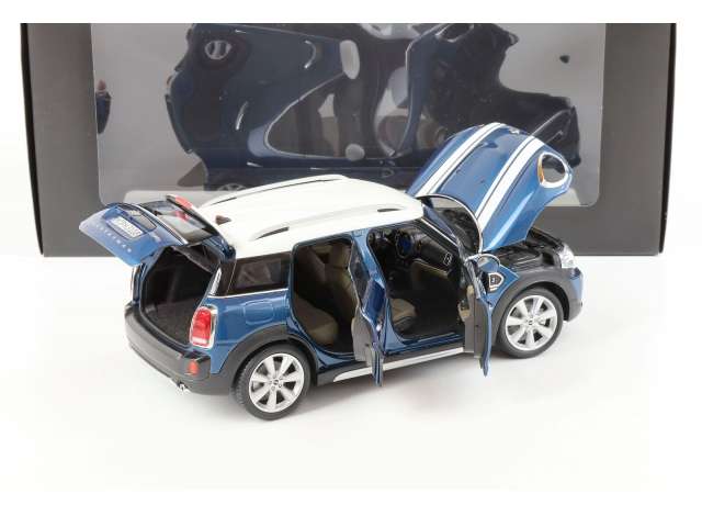 Kyosho Mini Cooper 4 Door F60 Island Blue w/ White Stripes 1:18
