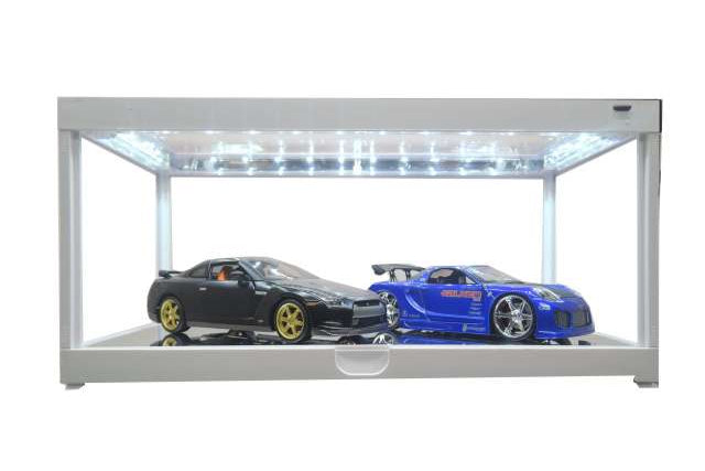 Triple 9 LED 14in Display Case w/ White Frame 1:18