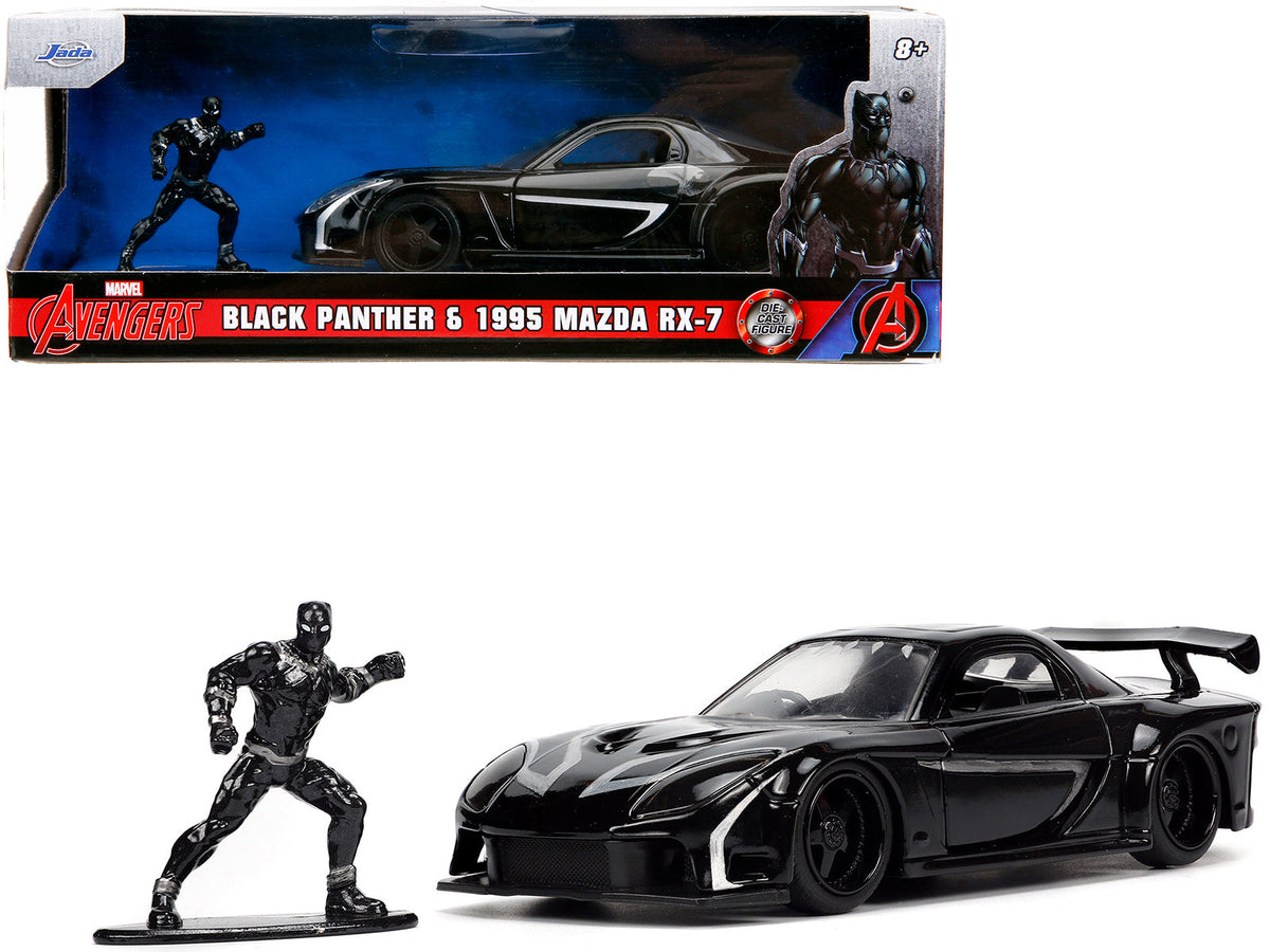 Rapid Vehicles 1995 Mazda RX-7 RHD (Right Hand Drive) Black and Black Panther Diecast Figure "The...