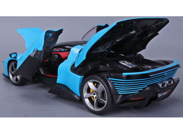 STM Diecast Bburago Signature Series Ferrari Daytona (W/ DISPLAY INCLUDED) SP3 Blue w/ Black...