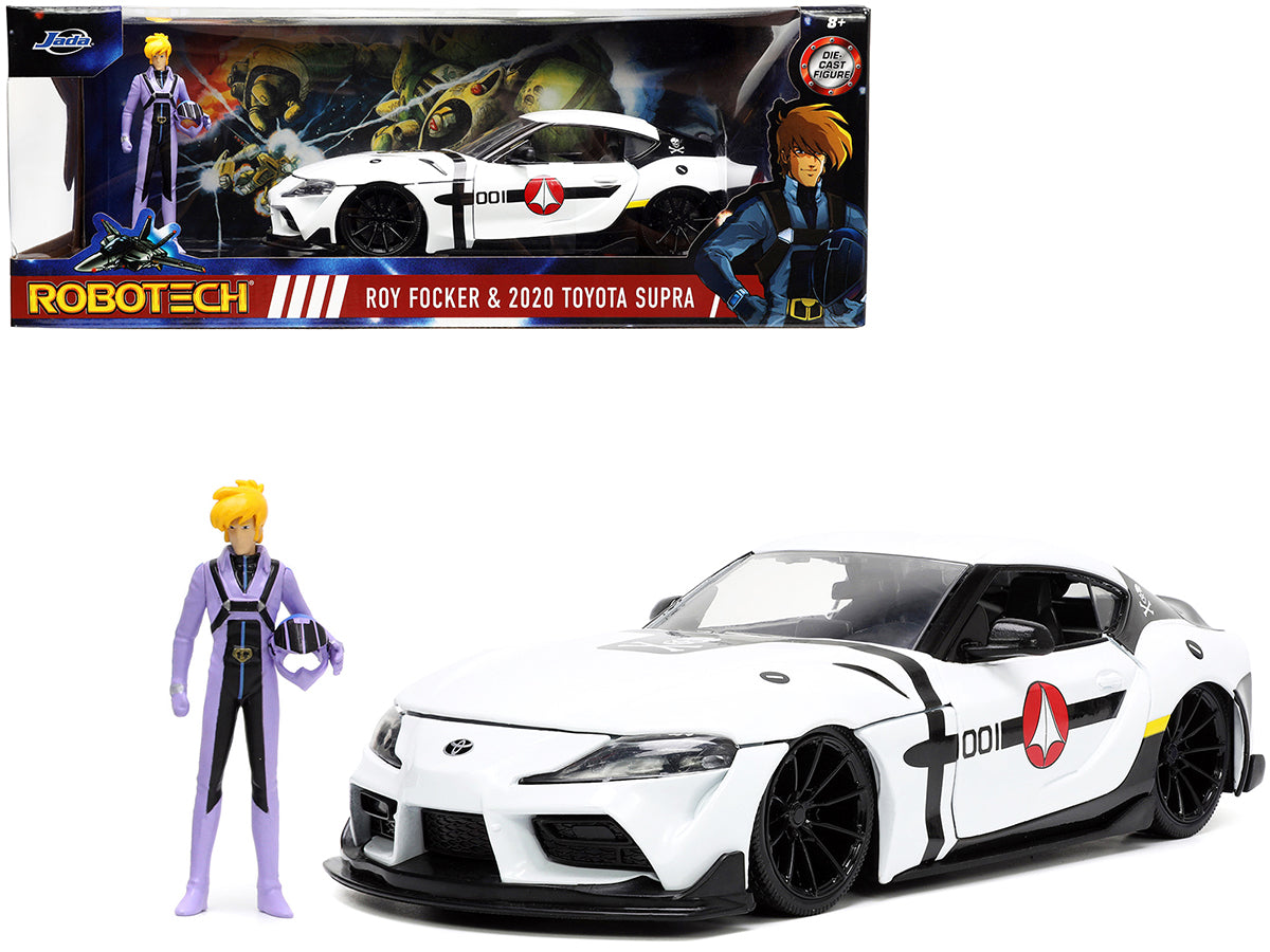 Rapid Vehicles 2020 Toyota Supra White and Roy Focker Diecast Figurine "Robotech" "Hollywood...