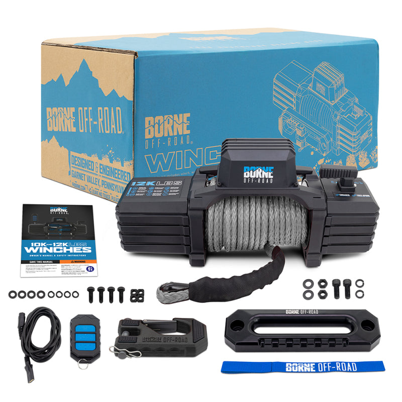 Borne Off-Road 12K Winch - Grey Synthetic Rope BNWN-12-SGR