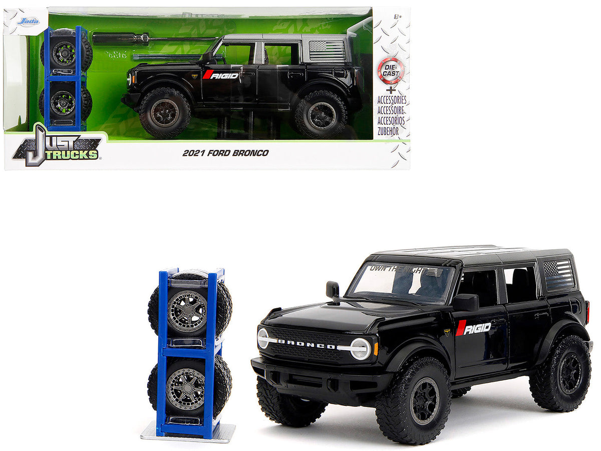 Rapid Vehicles 2021 Ford Bronco Badlands Black "Rigid" with Extra Wheels "Just Trucks" Series...