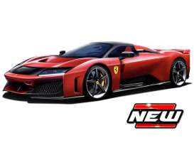 STM Diecast Bburago Race & Play 2024 Ferrari F80 Red (Rossa Corsa) w/ Carbon Wheels 1:18 - View 6