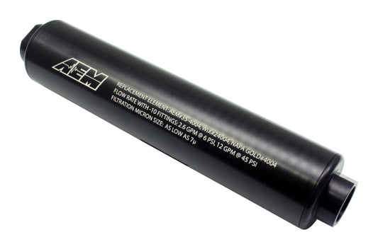 FR SPORT AEM Electronics Black Universal High Flow -10 AN Inline Fuel Filter