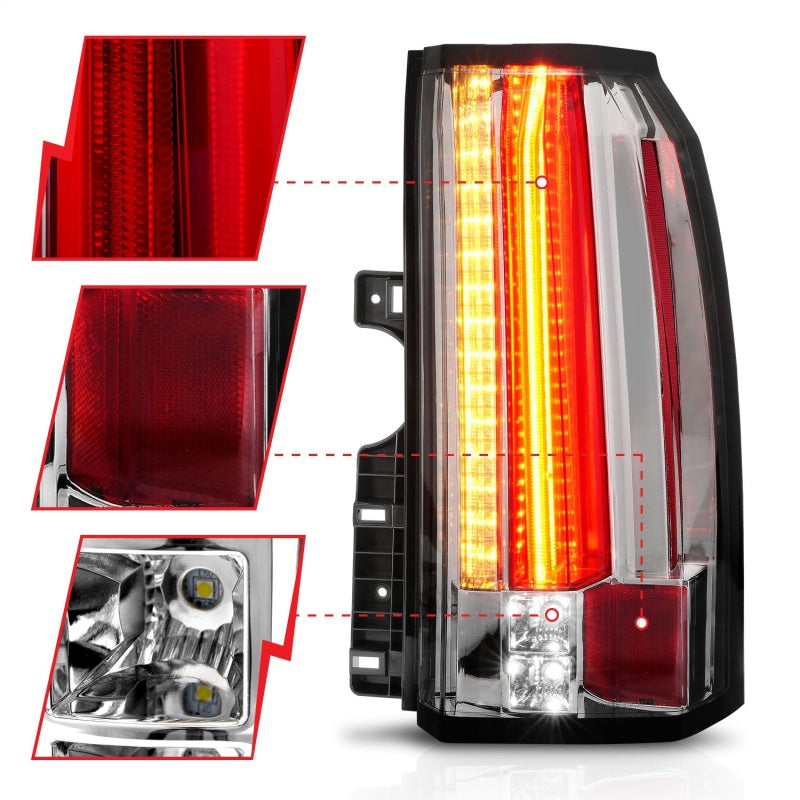 Anzo GMC Yukon/ XL / Denali 15-18 L.E.D Tail Lights Chrome