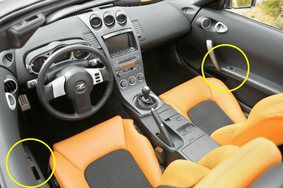 ZSPEC 350z Z33 Interior Door Window Switch Finisher Set, LHD '03-05, Carbon-Weave Style
