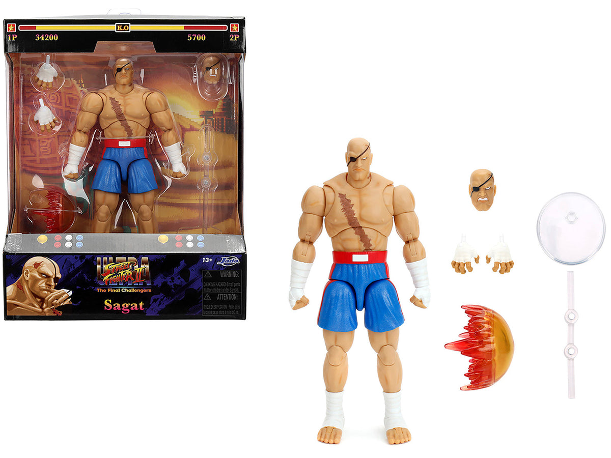 Rapid Vehicles Sagat 7.5" Moveable Figure with Accessories and Alternate Head and Hands "Ultra...