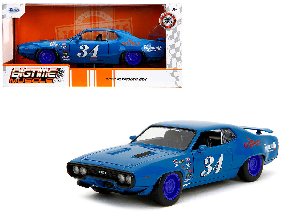 Rapid Vehicles 1972 Plymouth GTX #34 Blue with Graphics "Bigtime Muscle" Series 1/24 Diecast...