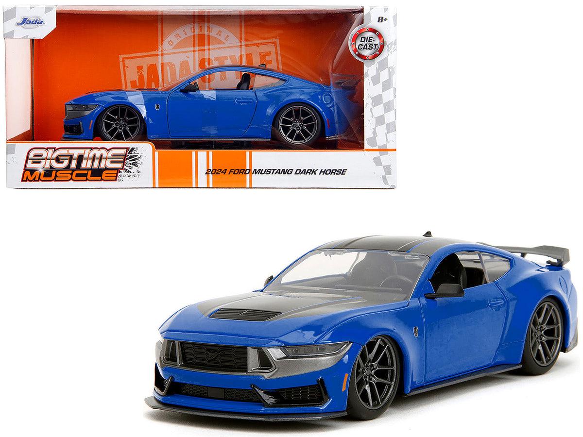 Rapid Vehicles 2024 Ford Mustang Dark Horse Blue Metallic with Black and Gray Stripes "Bigtime...