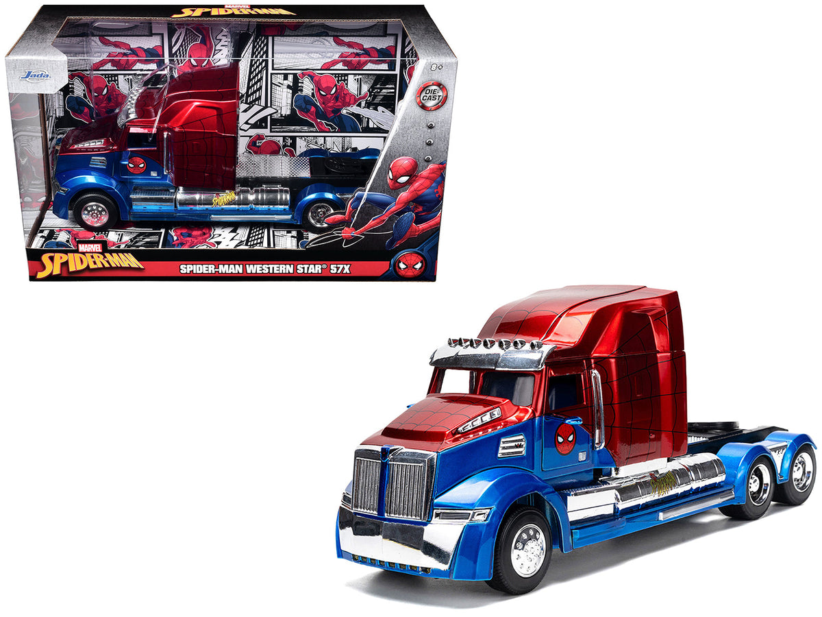 Rapid Vehicles Western Star 57X Truck Tractor "Spider-Man" Blue and Red Metallic "Hollywood...