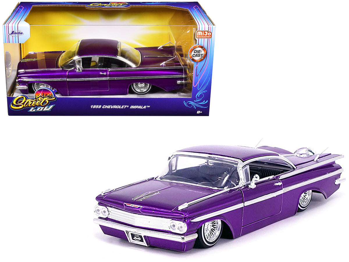 Rapid Vehicles 1959 Chevrolet Impala Lowrider Candy Purple with Wire Wheels "Street Low" Series...