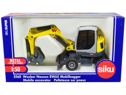 Rapid Vehicles Wacker Neuson EW65 Mobile Excavator Yellow and Gray 1/50 Diecast Model by Siku ...