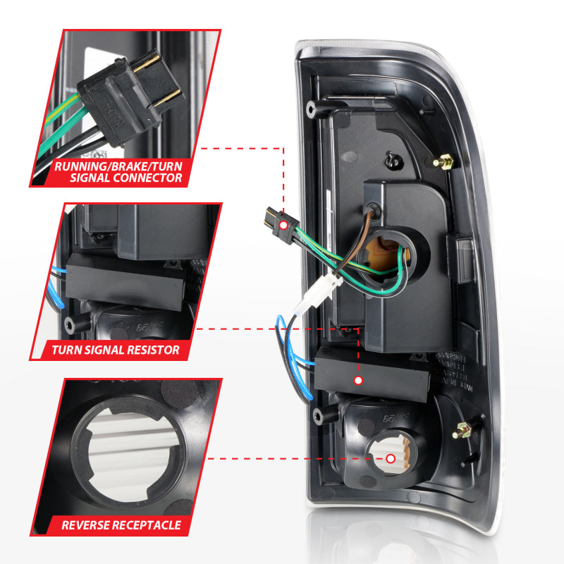 FR SPORT ANZO 1997-2003 Ford F-150 LED Tail Lights w/ Light Bar Black Housing Smoke Lens 311378 -...