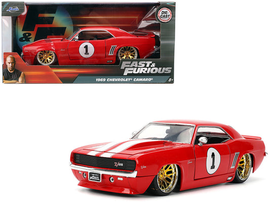 Rapid Vehicles 1969 Chevrolet Camaro #1 Red with White Stripes "Fast & Furious" Series 1/24...