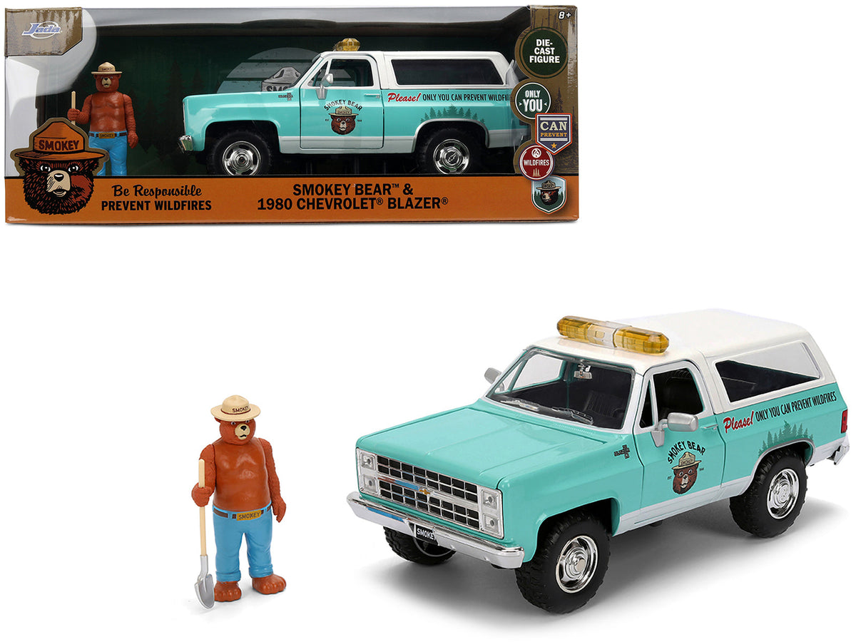 Rapid Vehicles 1980 Chevrolet Blazer Light Green with White Top and Graphics and Smokey Bear...