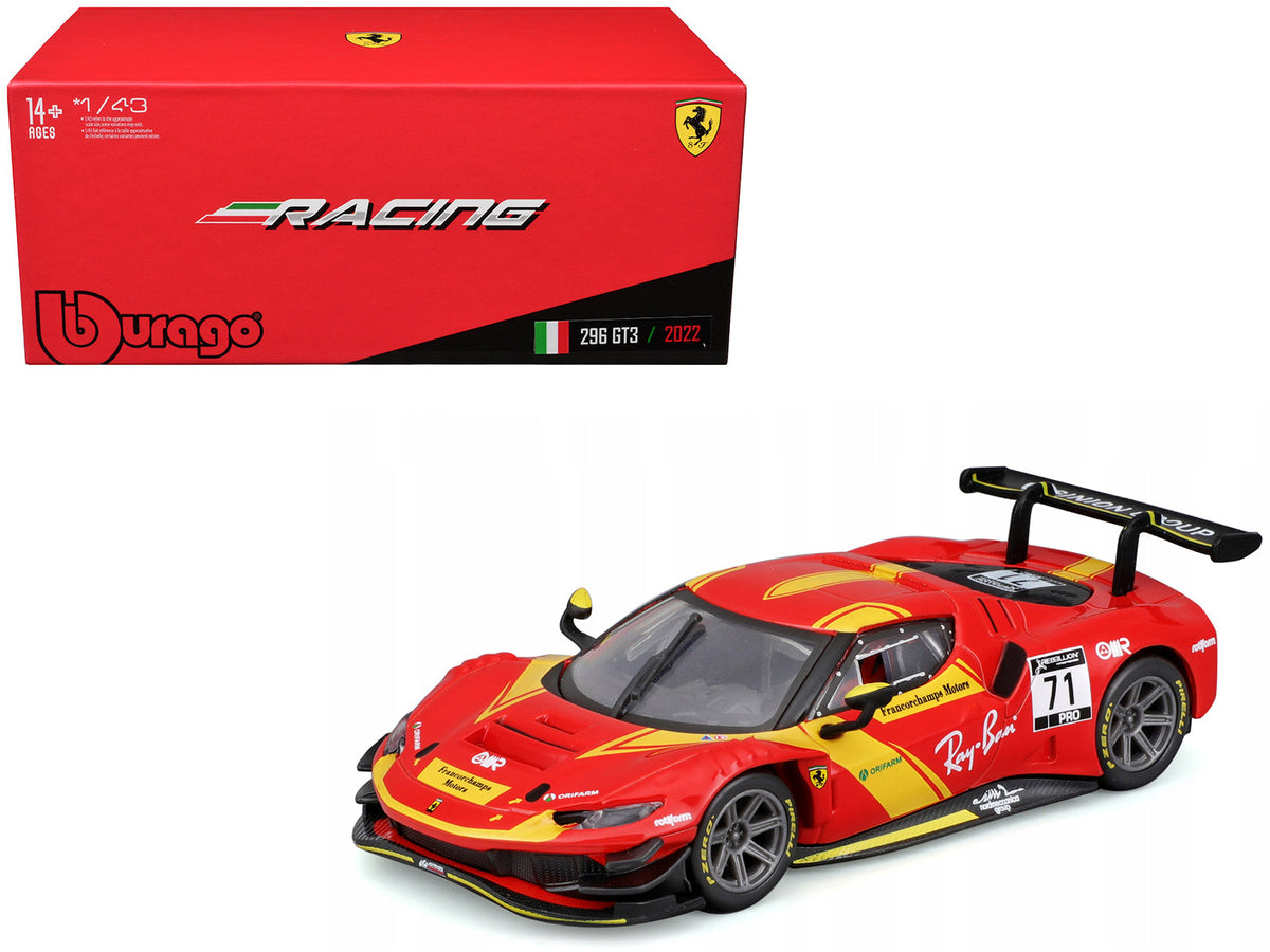 Rapid Vehicles Ferrari 296 GT3 #71 Red "Francorchamps Motors" (2022) "Racing" Series with Display...