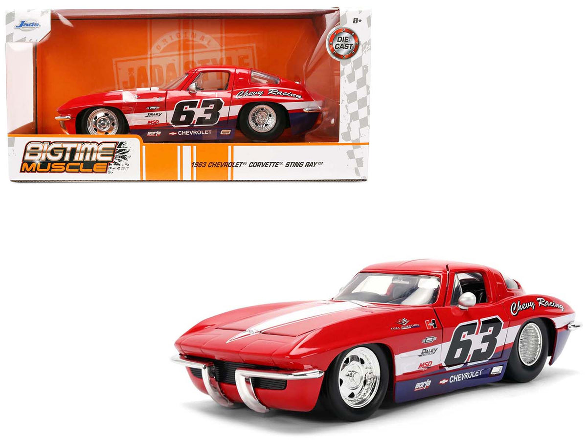 Rapid Vehicles 1963 Chevrolet Corvette Stingray #63 "Chevy Racing" Red with White and Blue...
