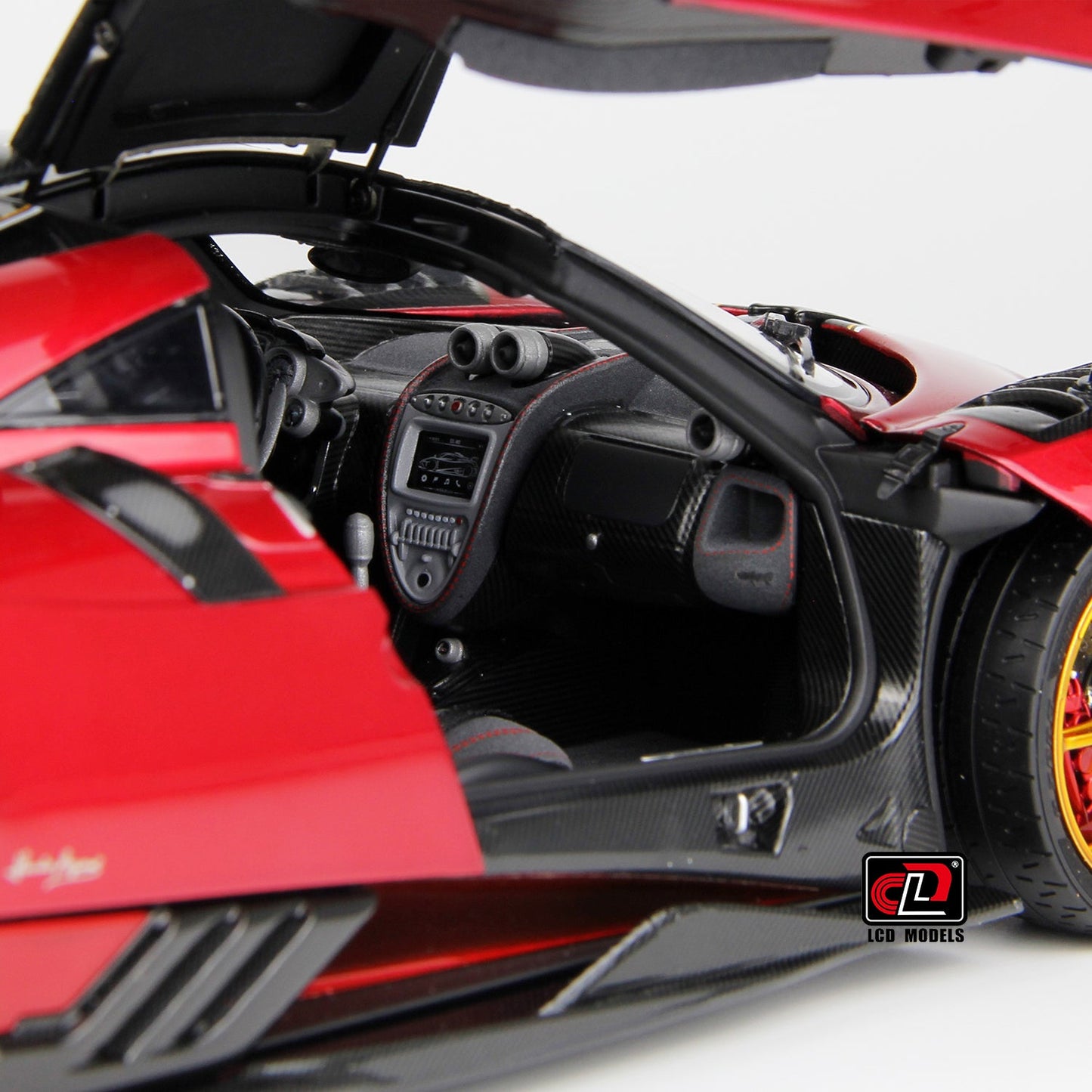 LCD 2020 Pagani Imola Red w/ Gold Wheels 1:18