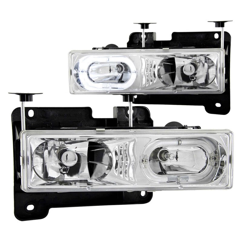 FR SPORT Anzo Chrome Led Halo Crystal Headlights 1992-1999 Chevy Suburban - View 2